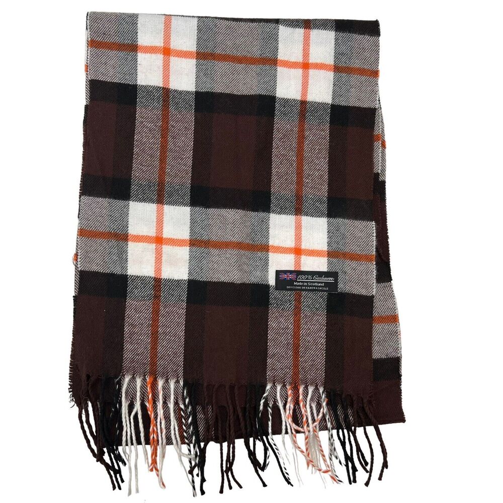 Made Scotland Cashmere Scarf Soft Luxurious Classic Multicolor Plaid Fringe
